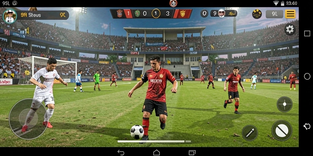 Tampilan gameplay 9SL yang menegangkan saat pertandingan sepak bola.