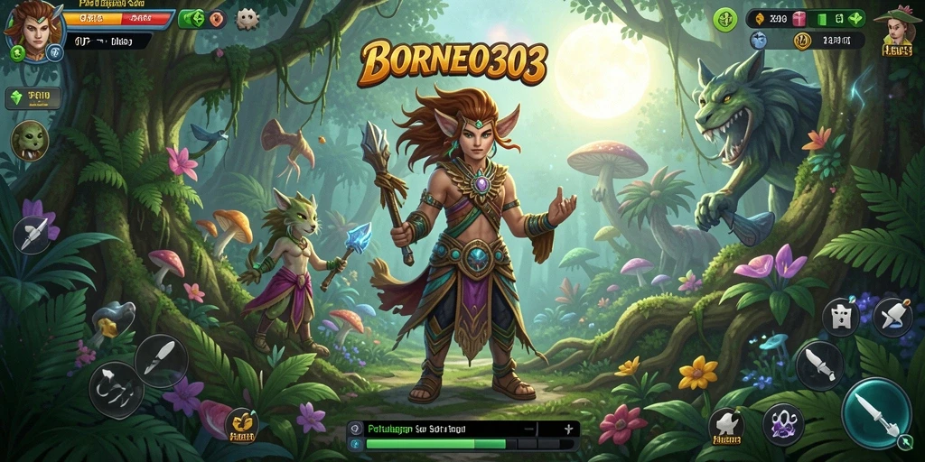 Tampilan gameplay epik dari BORNEO303, penuh warna dan detail.