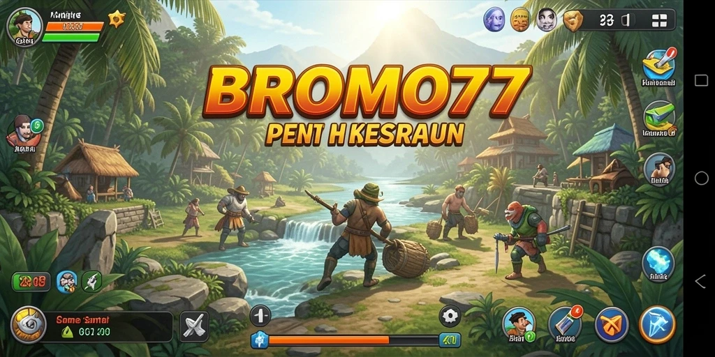 Tangkapan layar gameplay BROMO77 dengan karakter bermain yang ceria.