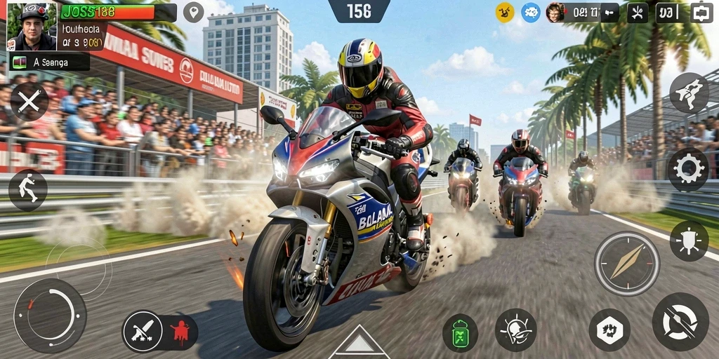 Screenshot menunjukkan aksi balapan motor yang mendebarkan di JOSS188.