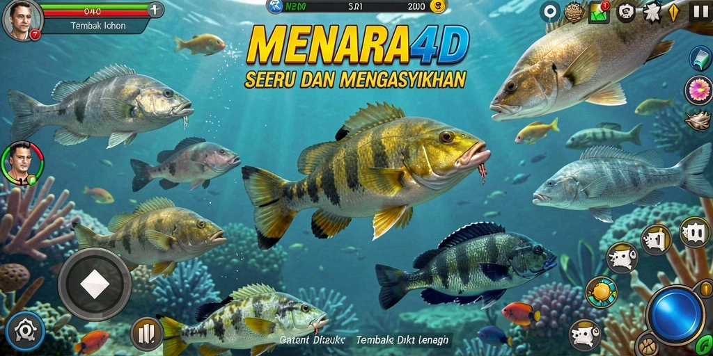 Screenshot MENARA4D menampilkan aksi menembak ikan yang mendebarkan.