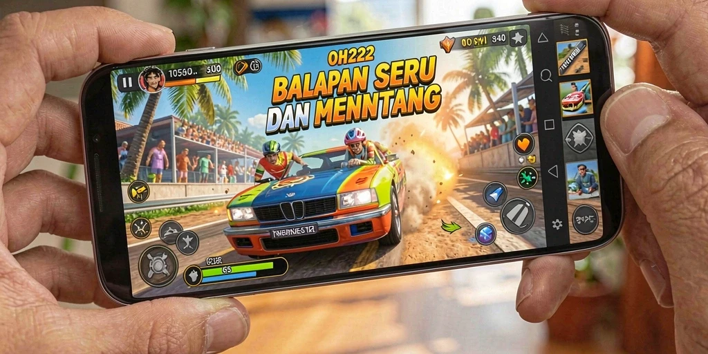 Tampilan menakjubkan dari gameplay balapan di OH222.
