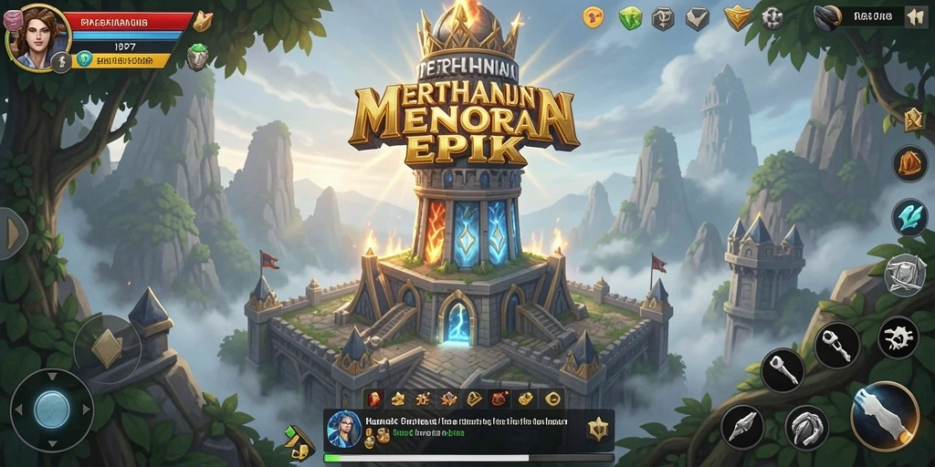 Tangkapan layar gameplay PP7 yang menunjukkan strategi menara pertahanan.