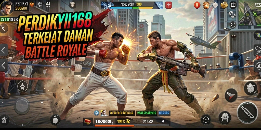Screenshot PREDIKSI168 menampilkan aksi intens dalam pertandingan Battle Royale.