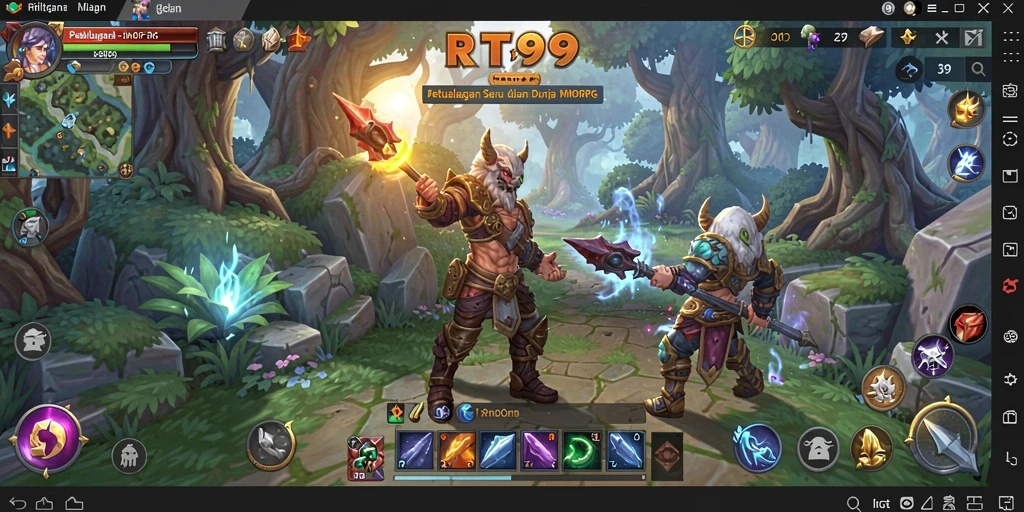 Tampilan aksi seru dalam gameplay RT99 MMORPG.