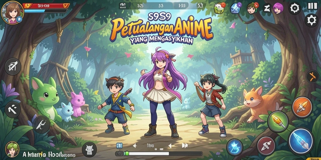 Tampilan gameplay S9S9 yang menampilkan aksi seru dan karakter anime.