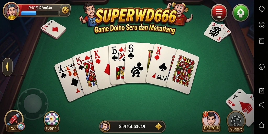Tampilan gameplay SUPERWD666 dengan suasana permainan Domino yang menegangkan.