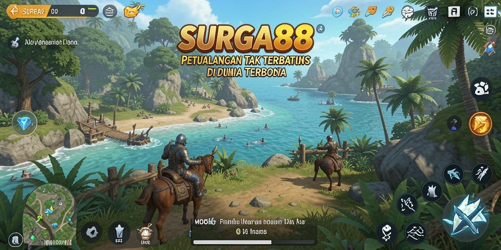 Gameplay SURGA88 yang menampilkan eksplorasi dunia terbuka yang luas.