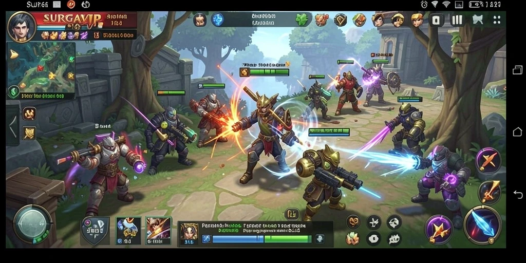 Tampilan menarik dari gameplay <strong>SURGAVIP</strong> dengan pertempuran epik dan strategi.